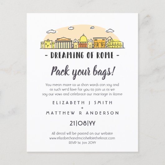 Rome Silhouette Trouw Uitnodigingen Handgetekend B (Voorkant)