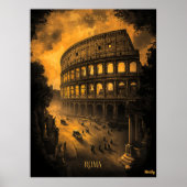 Rome Skyline - Charcoal Monochrome Art - Stedelijk Poster (Voorkant)