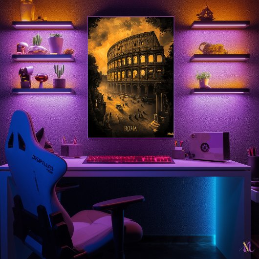 Rome Skyline - Charcoal Monochrome Art - Stedelijk Poster