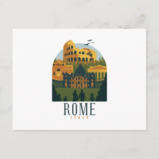 Rome Skyline Drawing Briefkaart (Voorkant)