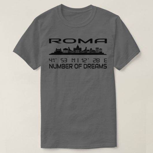 Rome Skyline Silhouet GPS Coördineert het1 T-shirt (Design voorkant)