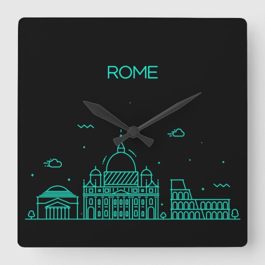 Rome skyline vierkante klok (Voorkant)