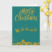 Rome Skyline, Vrolijk Kerstfeest Kaart (Gele Bloem)