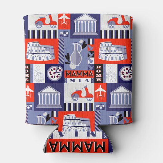 Rome stad, reis-thema patroon. blikjeskoeler (Achterkant)