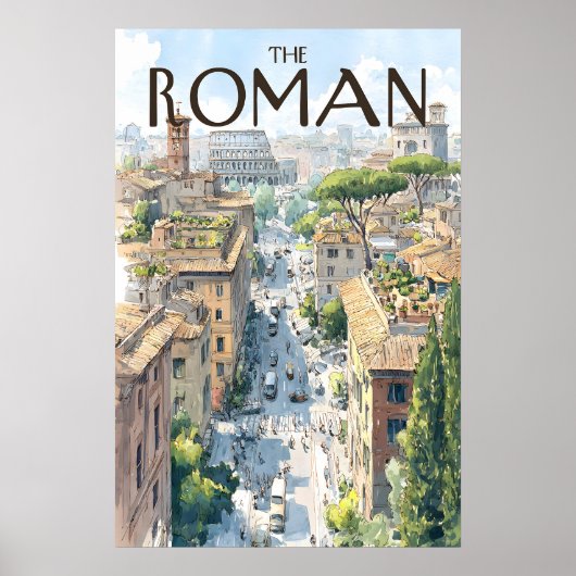 Rome Stad Straatbeeld Poster Colosseum Silhouette (Voorkant)