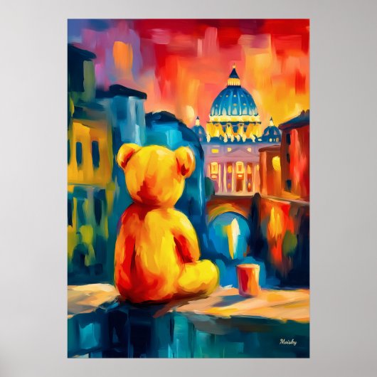 Rome Teddy Fauvist Sunset Skyline Print (Voorkant)