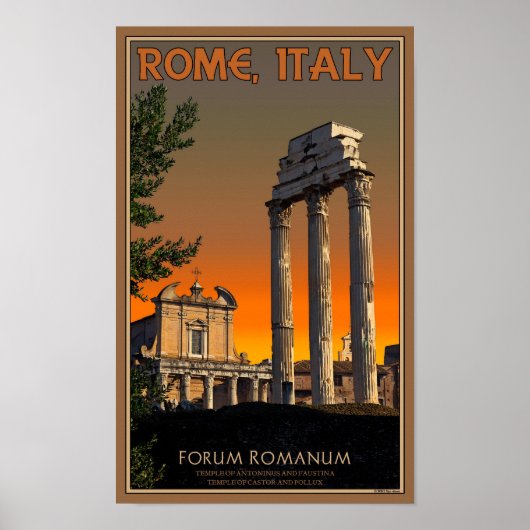Rome - Temple Ruins in Forum Romanum Poster (Voorkant)
