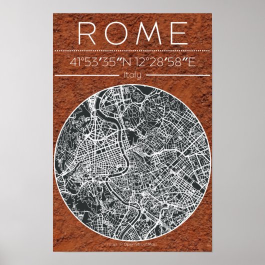 Rome Terracotta Stadkaart Poster Aardetone Minimal (Voorkant)
