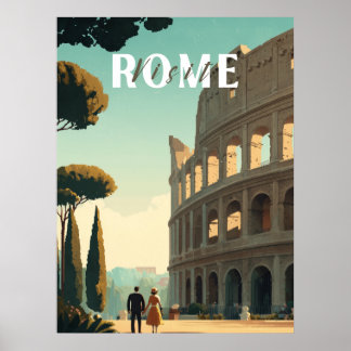 Rome Travel Poster – Colosseum Wall Art