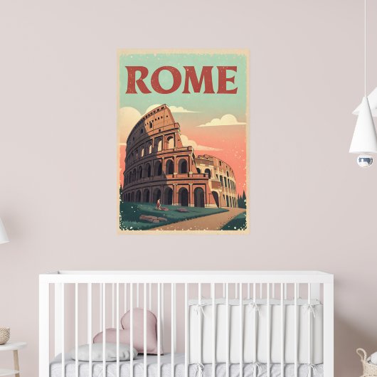 Rome Travel Poster – Retro Colosseum Muur (Kinderkamer 2)