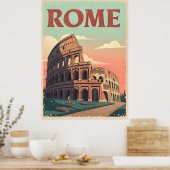  Rome Travel Poster – Retro Colosseum Muur (Keuken)