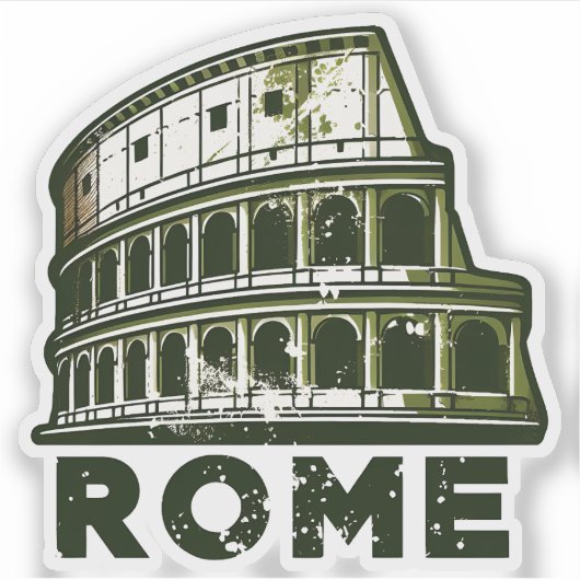 Rome Travel Sticker Design met iconische Italiaans (Voorkant)