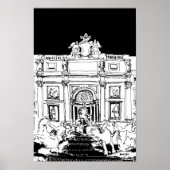 Rome Trevi Fontein Zwart Wit Travel Art Print (Voorkant)