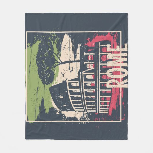 Rome Typografie: Eiffeltoren Poster. Fleece Deken (Voorkant)