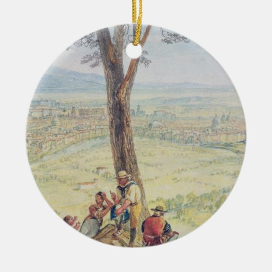 Rome van Monte Mario, c.1818 (m/c boven potlood op Keramisch Ornament (Voorkant)