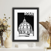 Rome Vaticaanstad St. Peter's Dome Travel Sketch Poster