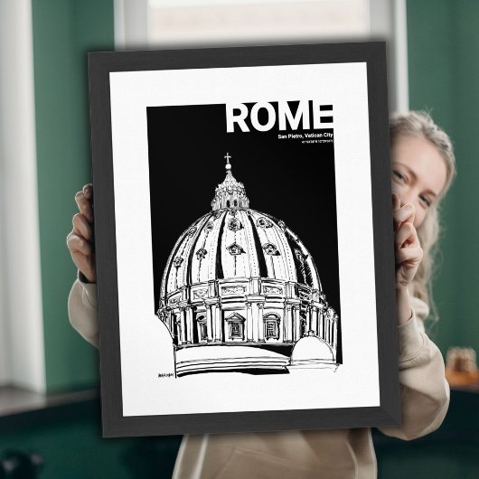 Rome Vaticaanstad St. Peter's Dome Travel Sketch Poster