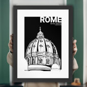 Rome Vaticaanstad St. Peter's Dome Travel Sketch Poster