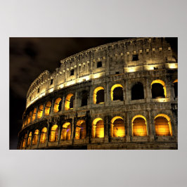 Rome - Verlichtend colosseum 's nachts Poster