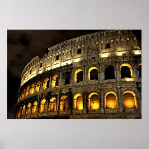 Rome - Verlichtend colosseum 's nachts Poster