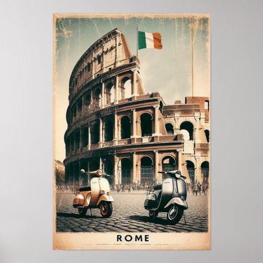 Rome Vespa en Colosseum Poster (Voorkant)