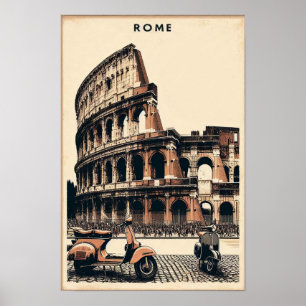 Rome Vespa en Colosseum Poster
