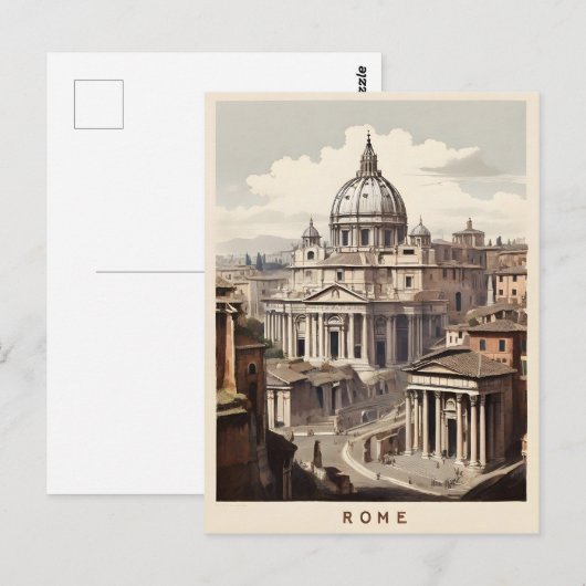Rome vintage poster briefkaart (Voorkant / Achterkant)