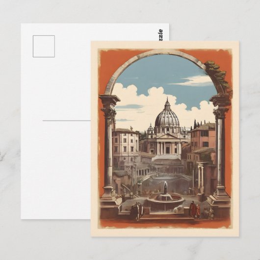 Rome vintage poster briefkaart (Voorkant / Achterkant)