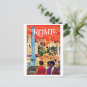 Rome, vintage reisposter briefkaart (Staand voorkant)