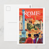 Rome, vintage reisposter briefkaart (Voorkant / Achterkant)