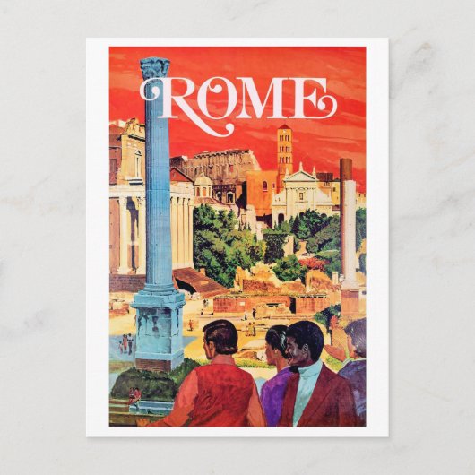 Rome, vintage reisposter briefkaart (Voorkant)