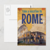 Rome vintage reisposter briefkaart (Voorkant / Achterkant)