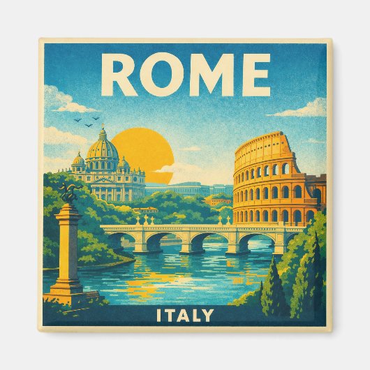 Rome Vintage Reisposter Magneet (Voorkant)