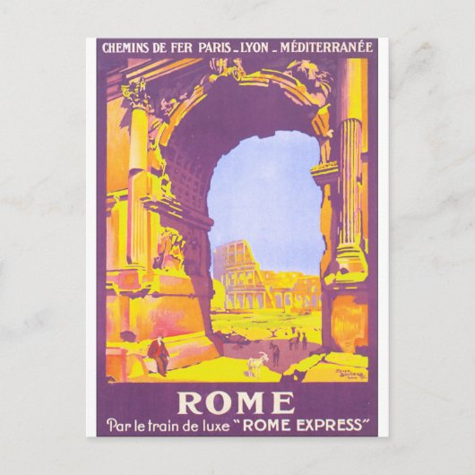 Rome Vintage Travel Poster Briefkaart (Voorkant)