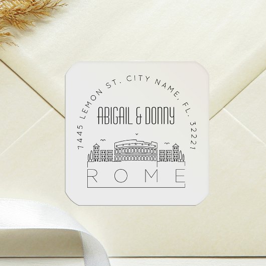 Rome voorgeadresseerde envelopzegel vierkante sticker