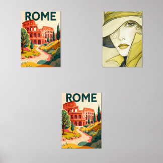Rome Wall Art Print – Iconic Roma Cityscape Travel Muurkunst Sets
