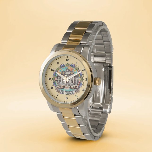 Rome Whispering Fontein Oversized Twee-Tone Armban Horloge (Creator heeft geüpload)