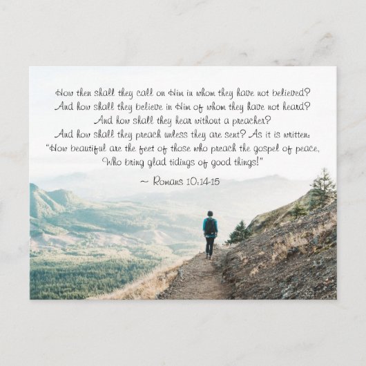 Romeinen 10:14-15 Hoe zullen ze hem dan bellen? Briefkaart (Voorkant)