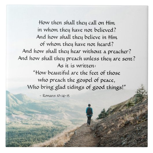 Romeinen 10:14-15 Hoe zullen ze hem dan bellen? Tegeltje (Voorkant)