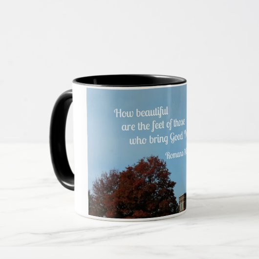 Romeinen 10:15 Hoe mooi zijn de voeten van die Mok (Voorkant links)