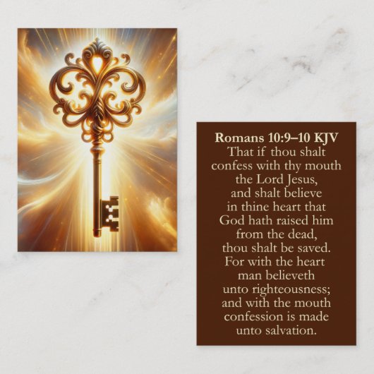 Romeinen 10:9-10 KJV Kaarten - Sleutel - Hoe te wo Visitekaartje (Voorkant / Achterkant)