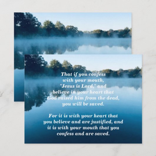 Romeinen 10:9 Jezus is de Heer Bijbelvers Briefkaart (Voorkant / Achterkant)
