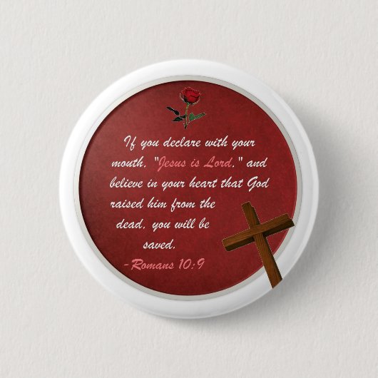 Romeinen 10:9 ronde button 5,7 cm (Voorkant)