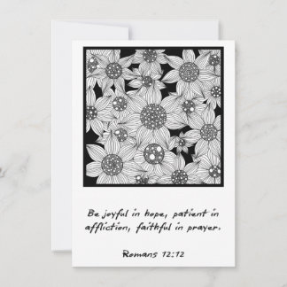 Romeinen 12:12 Bijbelvers Bloemkaart | Christelijk Aankondiging