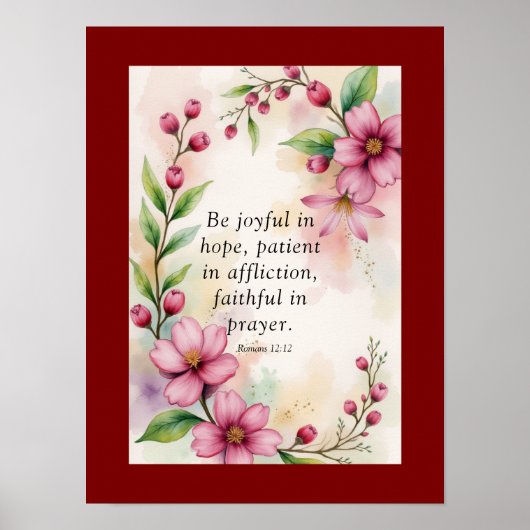 Romeinen 12:12 Bijbelvers Poster (Voorkant)
