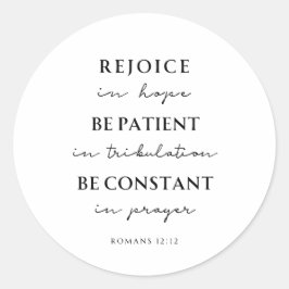 Romeinen 12:12 Bijbelvers Ronde Sticker