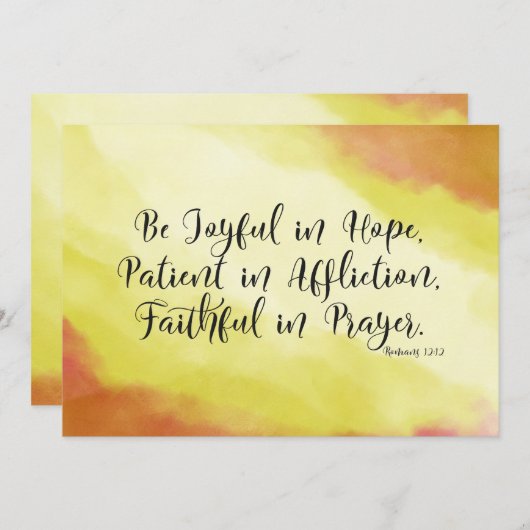 Romeinen 12:12 Blijdschap in hoop Christelijke bij (Voorkant / Achterkant)