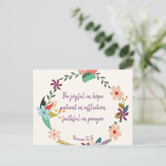 Romeinen 12:12 briefkaart (Staand voorkant)