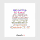 Romeinen 12:12 Citaat Christelijke Bijbelsticker Sticker (Vel)