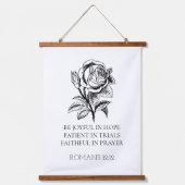 Romeinen 12:12 Houten Opknoping Teken, Bijbel Vers Hangend Wandkleed (Voorkant)